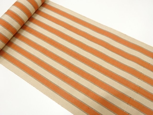 JAPANESE KIMONO / ANTIQUE STRIPED WOVEN EIGHT-SIDED OBI BOLT